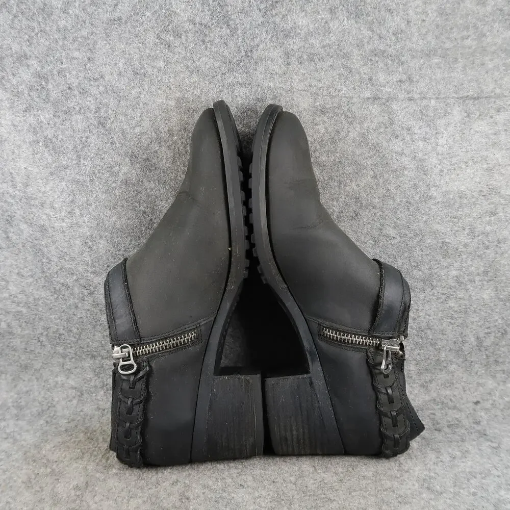 TaraM Shoes Womens 8.5 Mule Booties Slip On Block Heel Western Leather Black